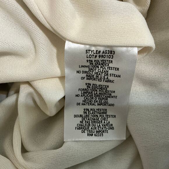 Avery G Light Gold Metallic Evening Gown Size 8 Sleeveless Thigh Slit Formal - Picture 11 of 14